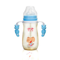 贝儿高婴儿宽口卡通PPSU奶瓶 感温刻度带手柄210ML 赠送更换洗刷套装