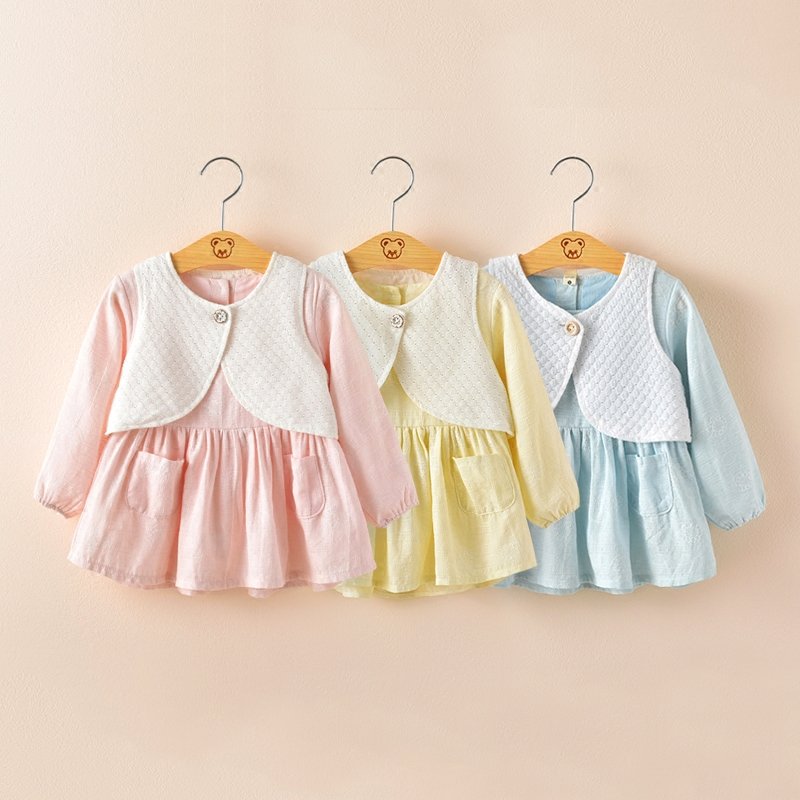 女宝宝秋装套装1新款时尚4女孩童装连衣裙2岁女童秋季马甲两件套3