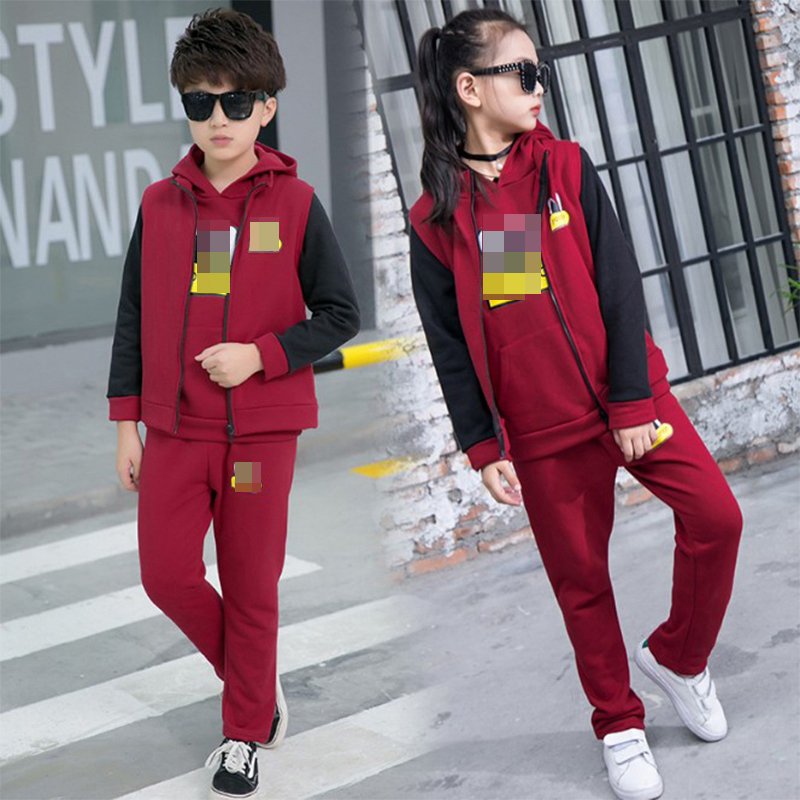 童装6冬季5儿童7套装男童8卫衣9女童冬装加薄绒三件套4-10岁