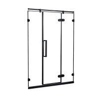 煦晨 平开门式 黑色淋浴房 精铸全铜 定制淋浴房 整体简易一字形干湿分离浴室卫生间隔断玻璃门 整体淋浴房 不含蒸汽