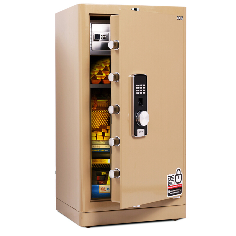 得力deli4069精典系列指纹密码双重锁控保险柜办公家用防盗保险箱