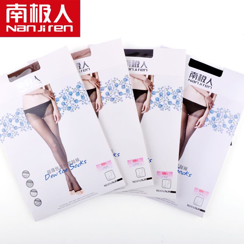 NanJiren【南极人】5双装丝袜 露趾袜超薄包芯丝显瘦加裆连裤鱼嘴袜子 丝袜丝袜连裤袜防勾丝超薄款夏免脱黑色丝袜图片