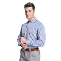 浅蓝横纹丝光棉时尚斯文长袖衬衫TBC556