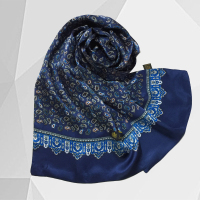 男士深蓝欧式贵族花时尚经典绅士丝巾WJS08