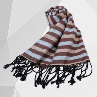 男士冬季出行常备浅色横条时尚舒适围巾WJ067