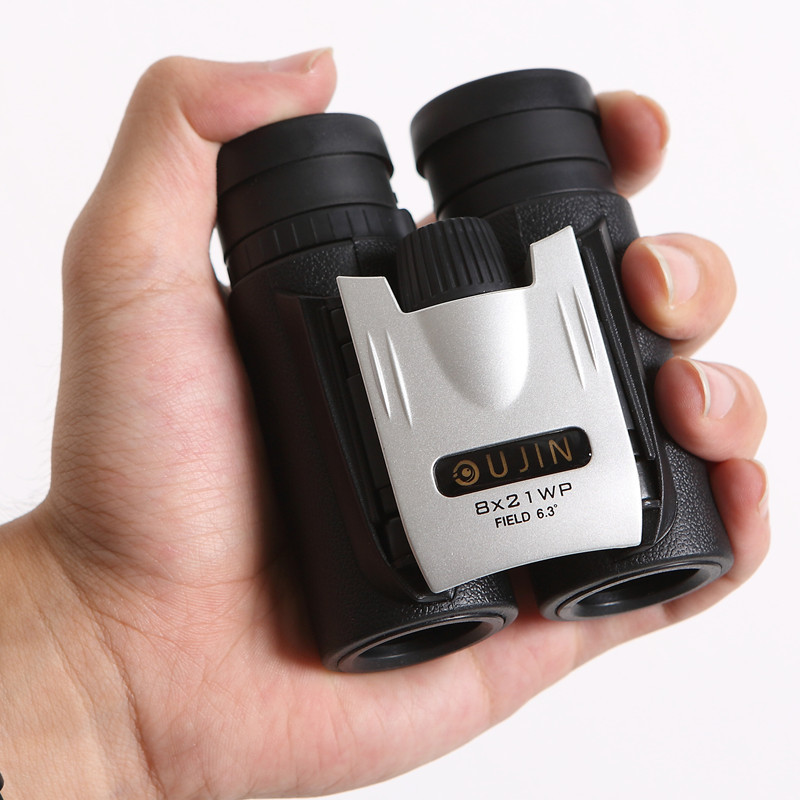 送手机摄影支架 小巧便携式迷你型 掌手宝望远镜 OUJIN 8x21高清稳定微光夜视口袋双筒望远镜 白面金壳黑皮