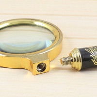 90mm 边框镀金色大倍数龙手柄放大镜礼品放大镜看报阅读老年专用放大镜