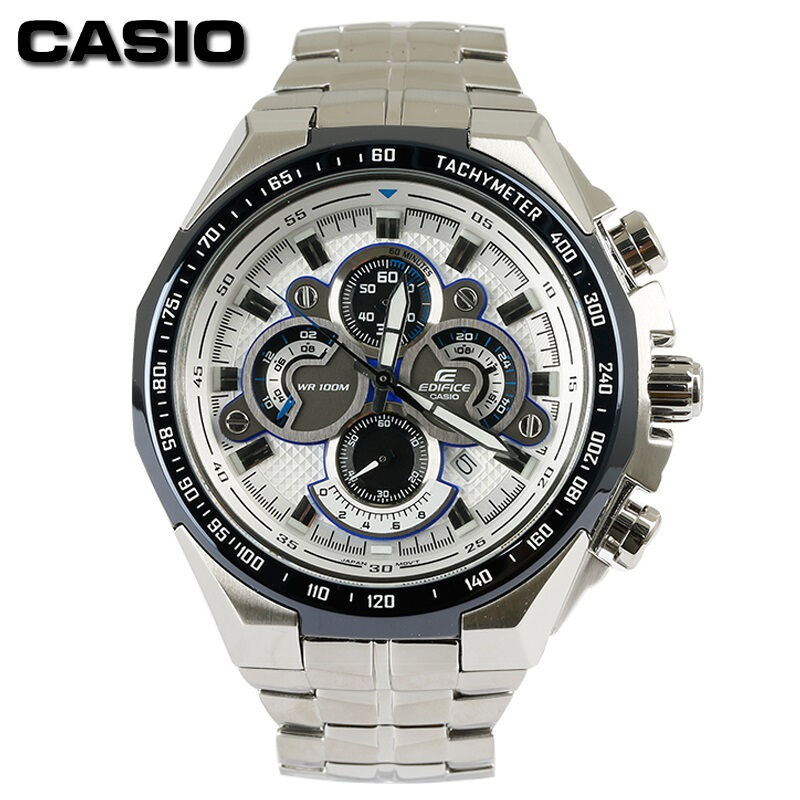 卡西欧(CASIO)手表 时尚瑞士品牌男士赛车款四眼钢带圆盘指针石英表 男 EF-554D-7A等