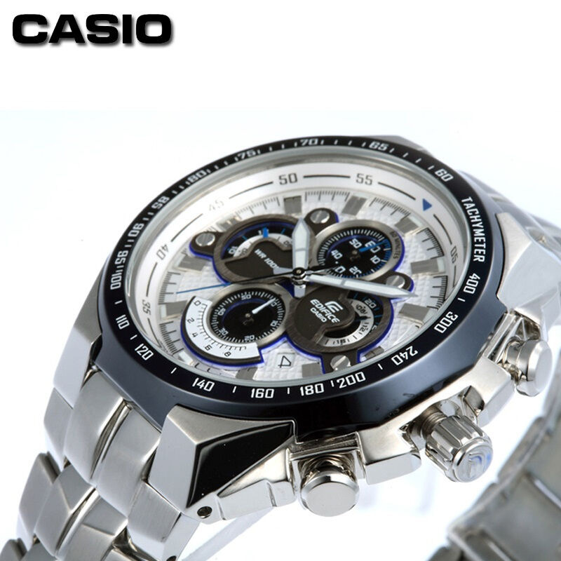 卡西欧(CASIO)手表 时尚瑞士品牌男士赛车款四眼钢带圆盘指针石英表 男 EF-554D-7A等