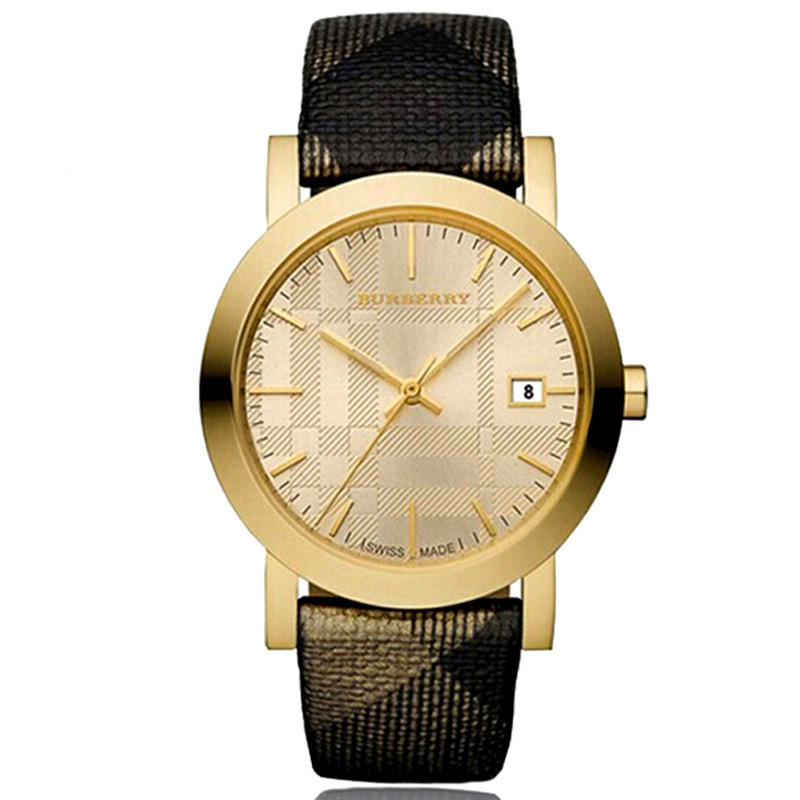Burberry 博柏利手表 格纹皮带石英表 情侣 男表 女表 BU1874BU1875