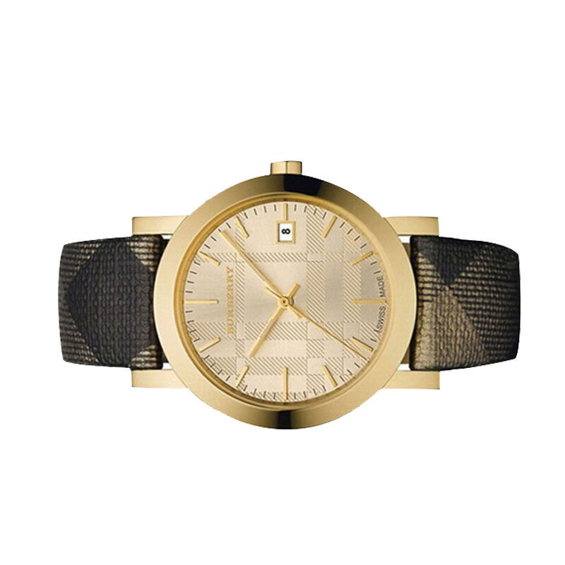 Burberry 博柏利手表 格纹皮带石英表 情侣 男表 女表 BU1874BU1875