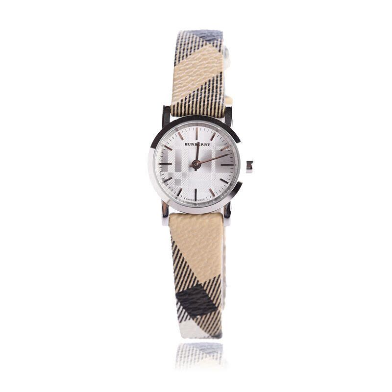 博柏利(Burberry)手表 男士石英表时尚瑞士品牌皮带格纹圆盘日历石英表女BU1754等图片