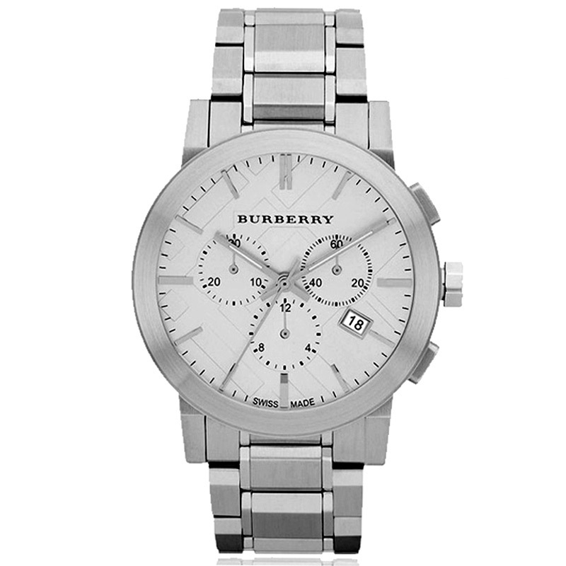 burberry博柏利手表运动时尚多功能金属表带圆盘三眼日历石英男士表bu