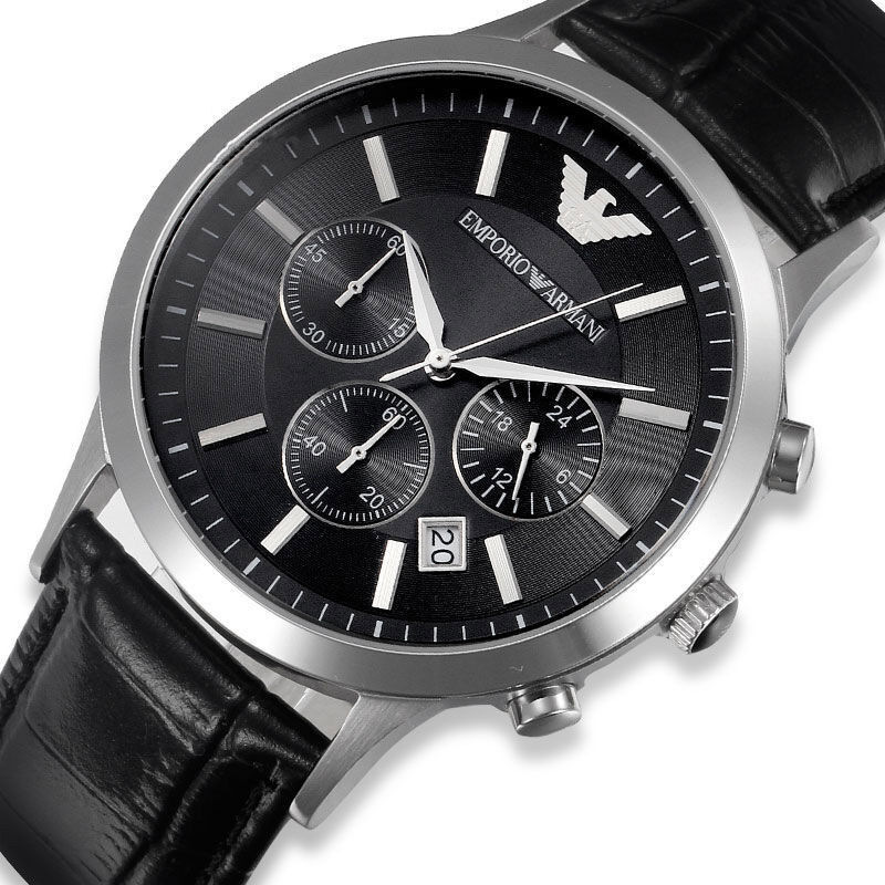emporioarmani阿玛尼手表欧美品牌休闲时尚真皮皮带圆盘石英表男士ar