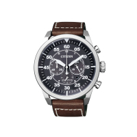 西铁城(CITIZEN)手表光动能皮带运动三眼计时男表CA4210-16E