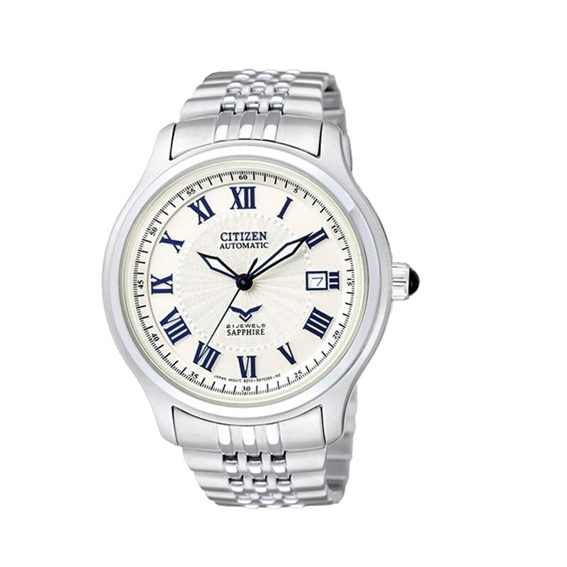 citizen西铁城手表时尚休闲钢带日历机械表男nj216655a