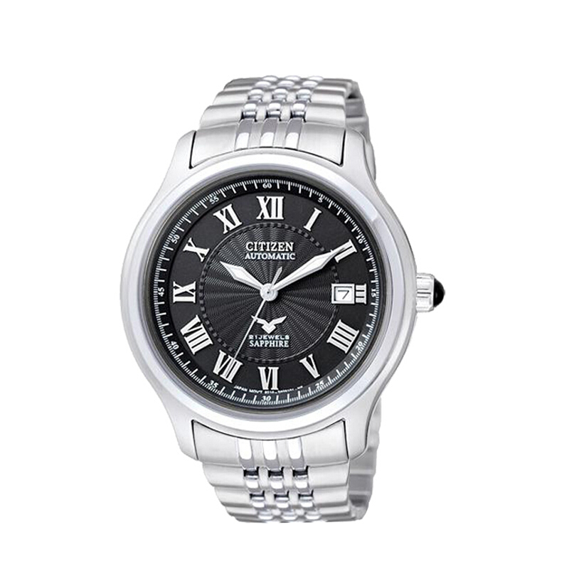 citizen西铁城手表时尚休闲钢带日历机械表男nj216655a