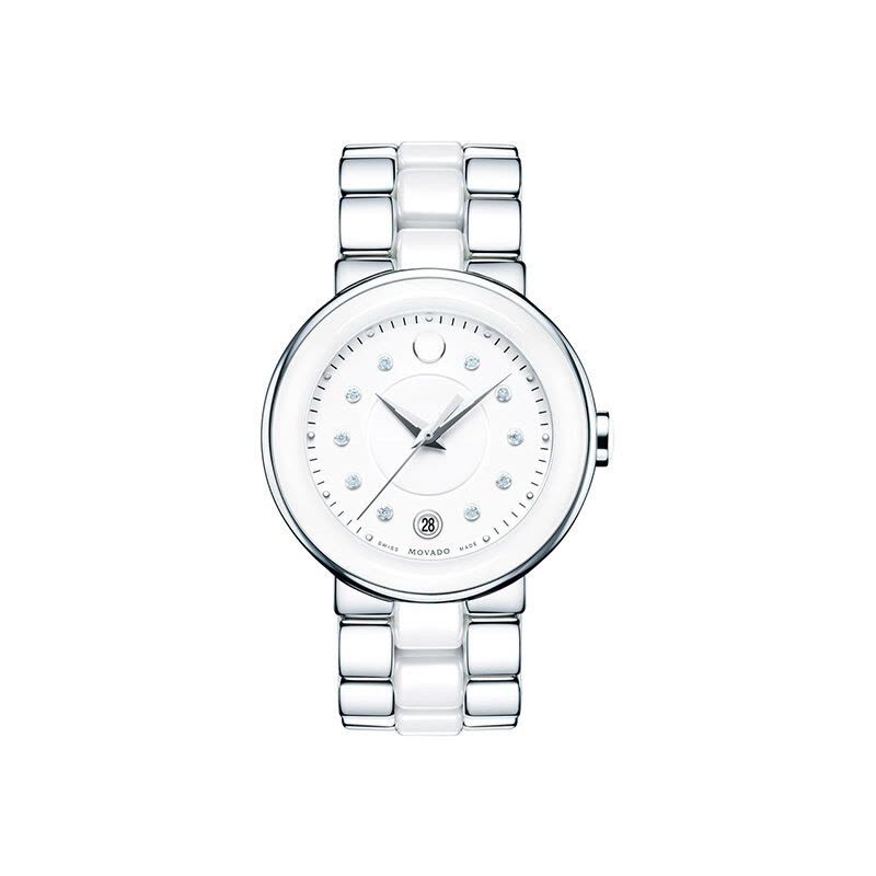 Movado摩凡陀手表休闲时尚金属表带赛蕾娜系列女士圆盘钢带石英腕表0606540图片