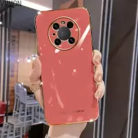 VMONN适用于华为mate40手机壳麦特4O直边电镀保护套hw网红高档女新款mt4o兔耳朵补妆镜m40超薄防摔软外壳水