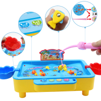 智恩堡(ZHIENB)3-6岁磁性钓鱼儿童电动益智玩具塑料钓鱼台带音乐435*90*260mm蓝色 WJ