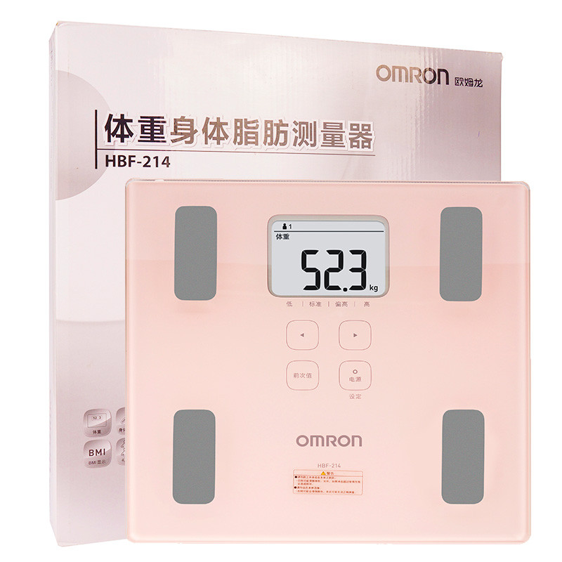 欧姆龙(OMRON) 体脂秤脂肪测量仪体重秤脂肪秤HBF-214 粉红色参数配置_