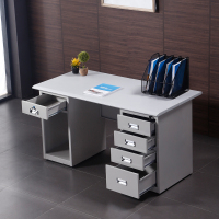 欧宝美 钢制办公桌铁皮电脑桌财务桌子带锁带抽屉写字台1.2米1.4米1.6米 款式一 1.2米