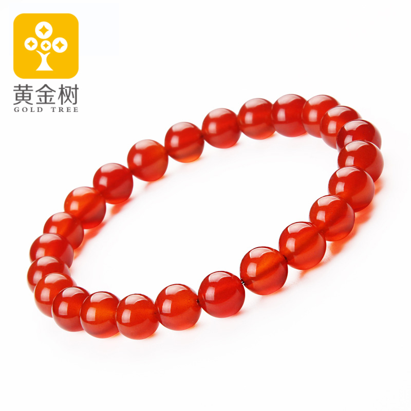 黄金树 天然水晶红玛瑙手链女 本命年手串 情侣款饰品转运手串