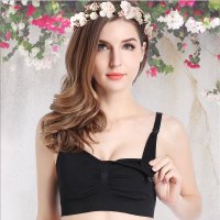 2017年春季新款女士哺乳文胸无钢圈全罩杯固定双肩带纯色简约三排三扣哺乳内衣喂奶防下垂怀孕期孕妇内衣