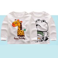 2017年春季潮流新款风格百搭中性卡通动漫婴儿长袖打底衫t恤白色春秋1-3岁儿童装小童实拍上衣长袖t恤