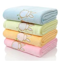 婴幼儿加厚正方形毛巾被吸水毛巾浴巾2017春季新款四季可用可爱兔刺绣男女宝宝新生儿加大抱被孕婴童浴衣浴巾