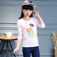 童装2017新款春装儿童上衣长袖宝宝中大童T恤春季女童打底衫简约可爱卡通小清新多款多色可选百搭长袖衣服