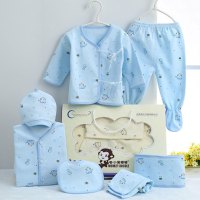 新生儿衣服0-3个月初生婴儿内衣套装2017新品春款简约可爱卡通小动物小清新多款多色可选内衣七件套