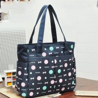 2017春季上新款雾花手提包女士包牛津布包多层妈咪包大容量女手拎包休闲印花手提包软把包无肩带手提软包