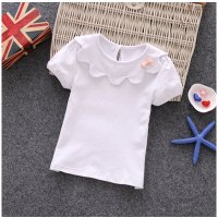儿童短袖t恤0-1岁婴儿翻领女宝宝上衣夏装2-3女童白色打底衫2017新品夏季可爱简约休闲上衣短袖