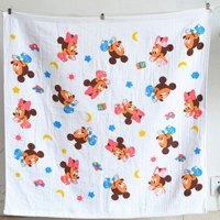 适用于0-14岁儿童2017新品可爱卡通儿童纱布浴巾新生儿宝宝盖毯包被蜂巢毛巾被婴儿浴巾120*140