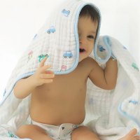 简约小清新2条装婴儿浴巾纱布被子新生儿毛巾被冬宝宝儿童盖毯浴巾通用