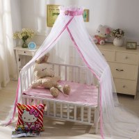 加密婴儿床蚊帐落地带支架通用新生儿童宝宝小孩公主开门式蚊帐罩简约适用于0-8岁宝宝