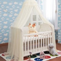 婴儿床蚊帐落地支架宫廷夹式儿童BB开门蚊帐带支架宝宝帐罩简约可爱小清新蚊帐