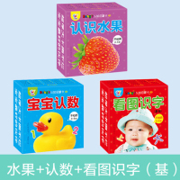 (新)启蒙3盒[水果+识字+认数]-宝宝识字卡0-3-6岁学龄前幼儿童认数字卡片撕不烂识图早教卡玩具