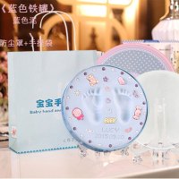 粉罐/蓝罐+蓝泥+罩+礼袋+胎毛瓶+金漆 --宝宝手足印泥手脚印手足印手印泥纪念品儿童婴儿新生儿百天礼物