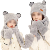 围巾女秋冬季韩版儿童男帽子手套三件套一体保暖加厚学生围卡通配饰 婴童围巾