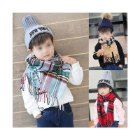 儿童围巾男女韩版围脖格子秋冬季厚保暖披肩宝宝围巾通 用简约小清新婴童围巾
