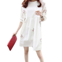 孕妇春装夏装上衣春秋孕妇连衣裙春季中长款宽松夏天简约小清新孕产妇服饰孕妇五分袖上衣