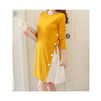 孕妇装装春装韩版宽松大码上衣中长款拼接孕妇裙春秋简约清新孕产妇服饰孕妇上衣