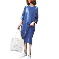 孕妇夏装连衣裙子短袖t恤中长款宽松哺乳上衣外出简约小清新孕产妇服饰韩版孕妇裙