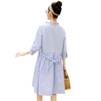 孕妇连衣裙春装韩版可哺乳孕妇上衣女春秋中长款简约清新孕产妇服饰孕妇长袖裙子