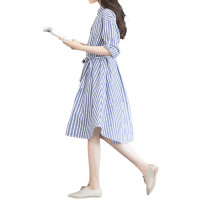 孕妇连衣裙春夏装上衣韩版宽松大码中长款衬衫裙子简约清新孕产妇服饰孕妇裙子