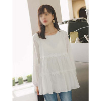 孕妇装春装上衣孕妇衬衫中长款怀孕期宽松白色衬衣春秋娃娃打底衫简约孕妇长袖上衣