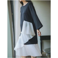 孕妇装春装上衣长袖孕妇连衣裙春秋雪纺百褶裙中长款长裙韩版简约孕产妇裙子