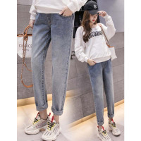 孕妇裤夏孕妇牛仔裤九分裤子外穿春秋薄款宽松直筒阔腿哈伦裤春装简约孕产妇服饰孕妇裤子